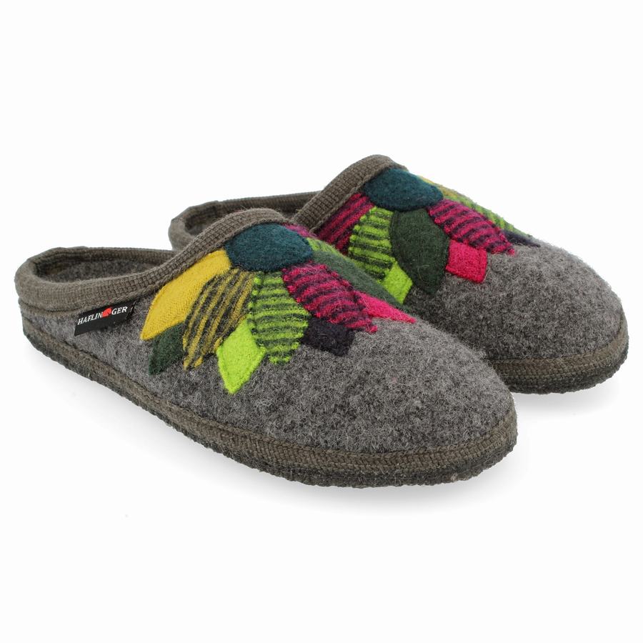 Haflinger Flower Power Soft Sole Tøfler Dame Grå | MIA5834OW