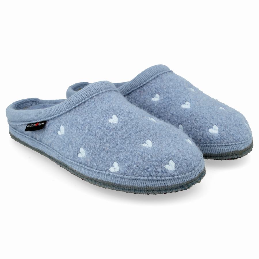 Haflinger Hearts Soft Sole Tøfler Dame Blå | IIV5359KT